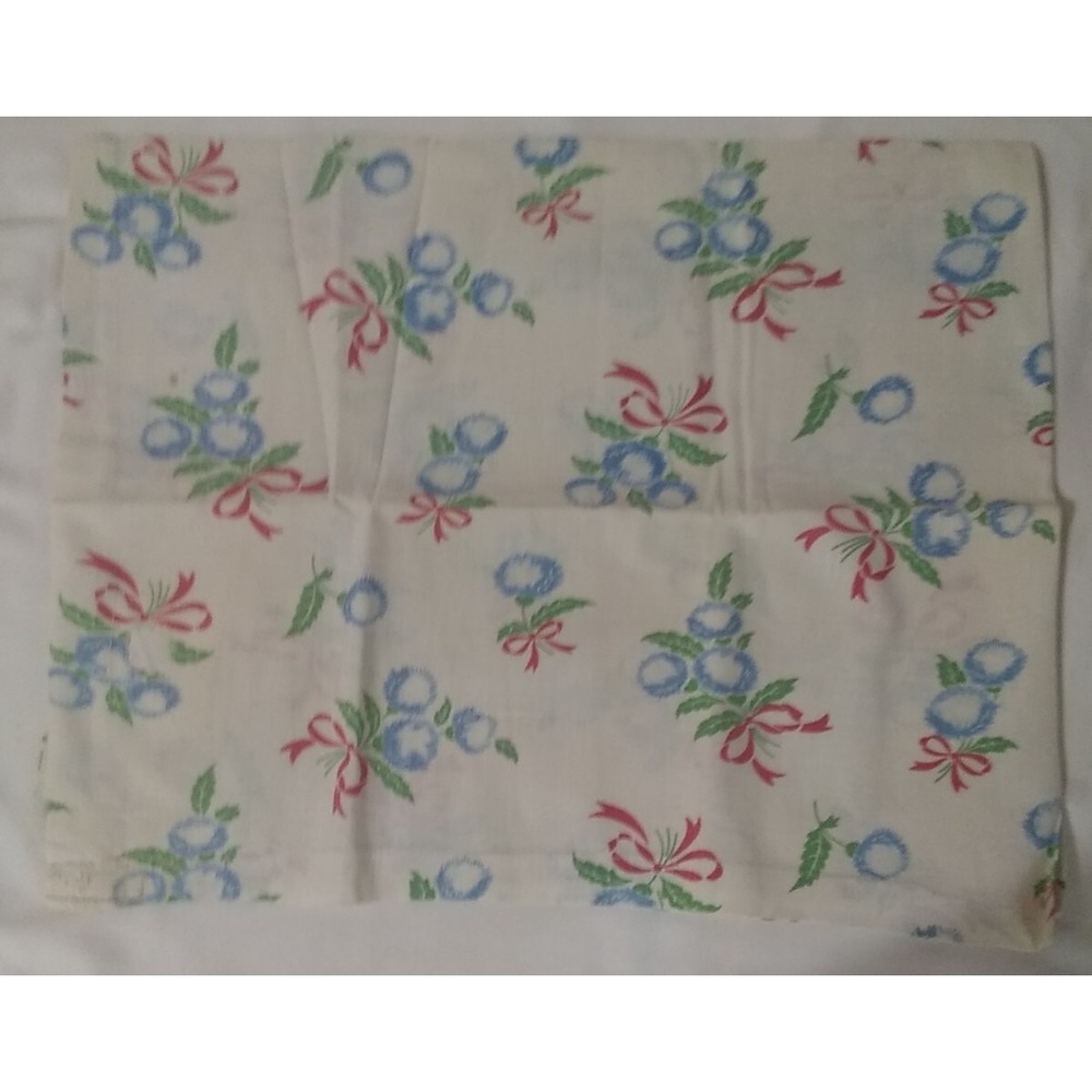 Vintage Floral Pillowcase Set (2) 28"x18" Bows Cottage Core READ